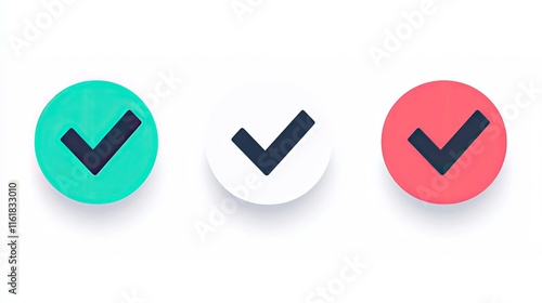 Three checkmarks in teal, white, and red circles. Free Download Three checkmarks in teal, white, and red circles. - GFXLoad