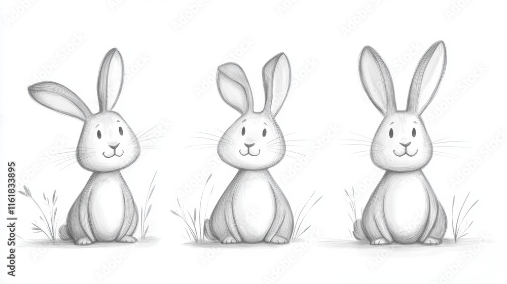 Cute Cartoon Rabbits in Different Poses and Expressions for Kids Cute Cartoon Rabbits in Different Poses and Expressions for Kids