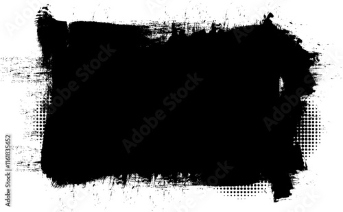 black brush painting banner label artistic abstract background