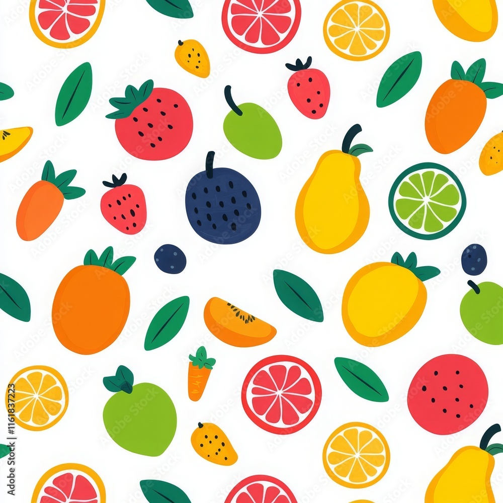 Colorful Seamless Fruit Pattern Design Colorful Seamless Fruit Pattern Design
