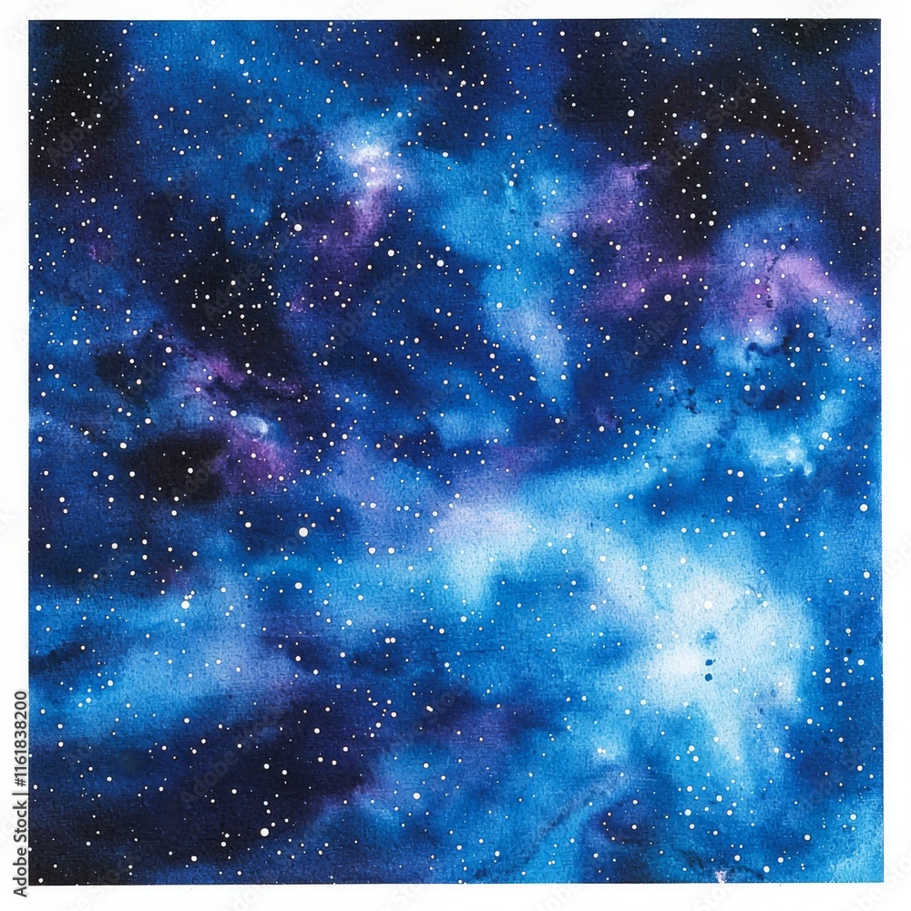 Obraz premium Deep Blue Watercolor Galaxy Background