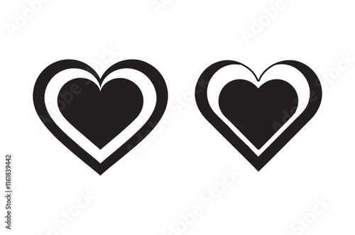 heart shaped chocolate, element, heart  vector illustration, heart with a heart silhouette, Black ornament