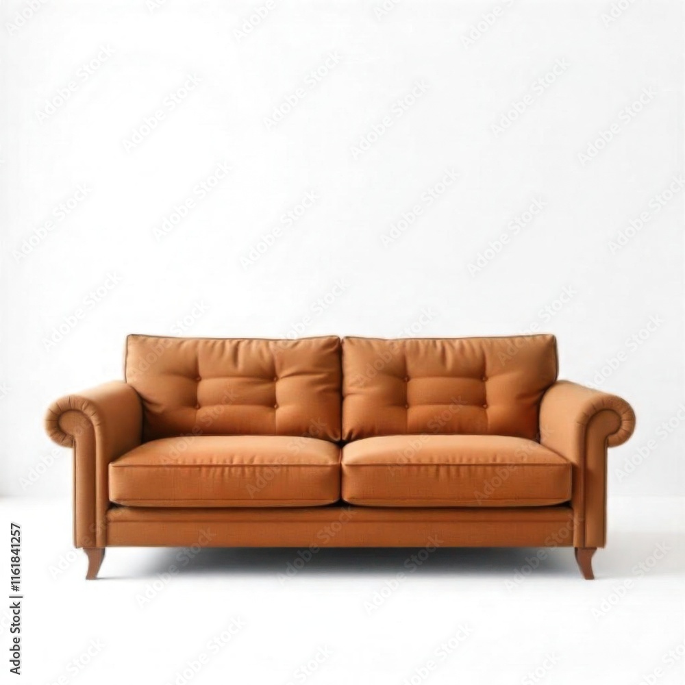 Fototapeta premium broen leather sofa on white background, isloted
