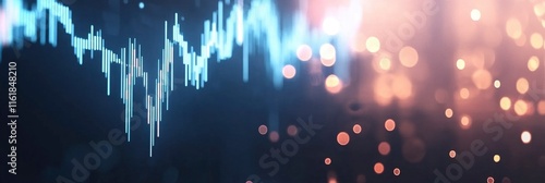 A digital blue stock market graph going up with a light bokeh background.