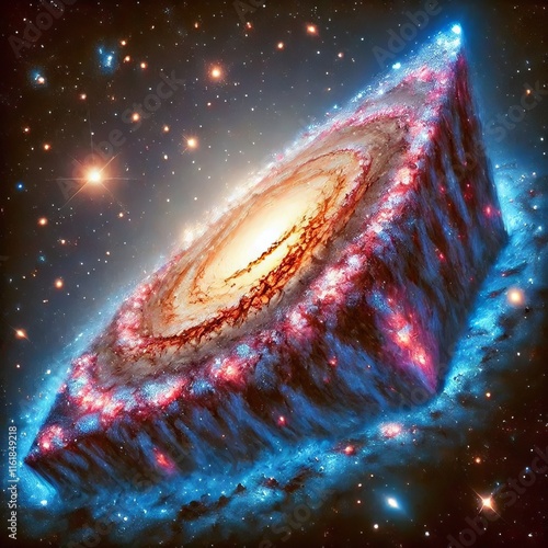 Wedge shaped Galaxy A galaxy shaped like a wedge with one end la photo