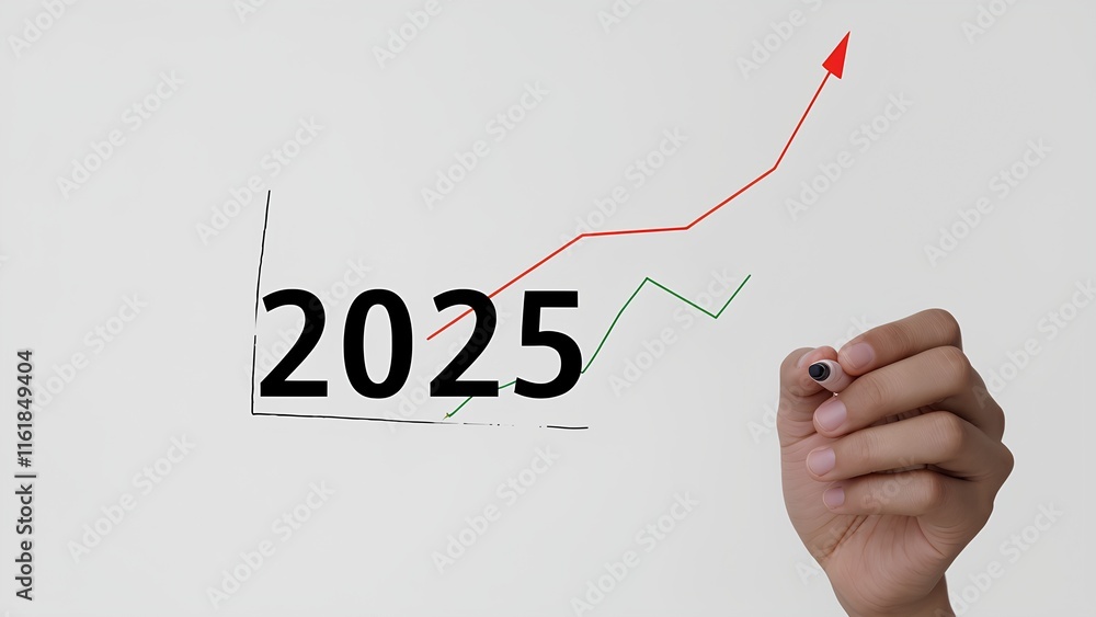 Fototapeta premium Analyzing growth trends for 2025 business projections and strategies corporate environment data visualization perspective strategic planning