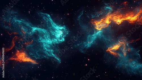 Vibrant Galactic Nebula and Starry Night Sky. Cosmic Universe and Astronomy Supernova Wallpaper.