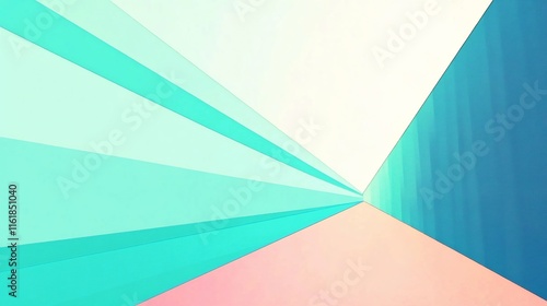 Vibrant Digital Painting: Abstract Teal and Peach Geometric Design. AI Generated