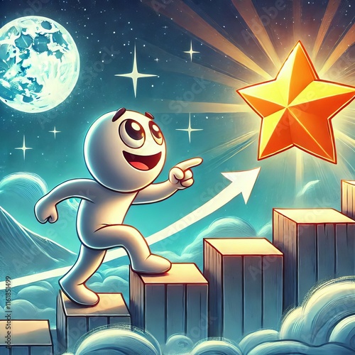 A Cartoon Character Reaching for a Star A cartoon character reac photo