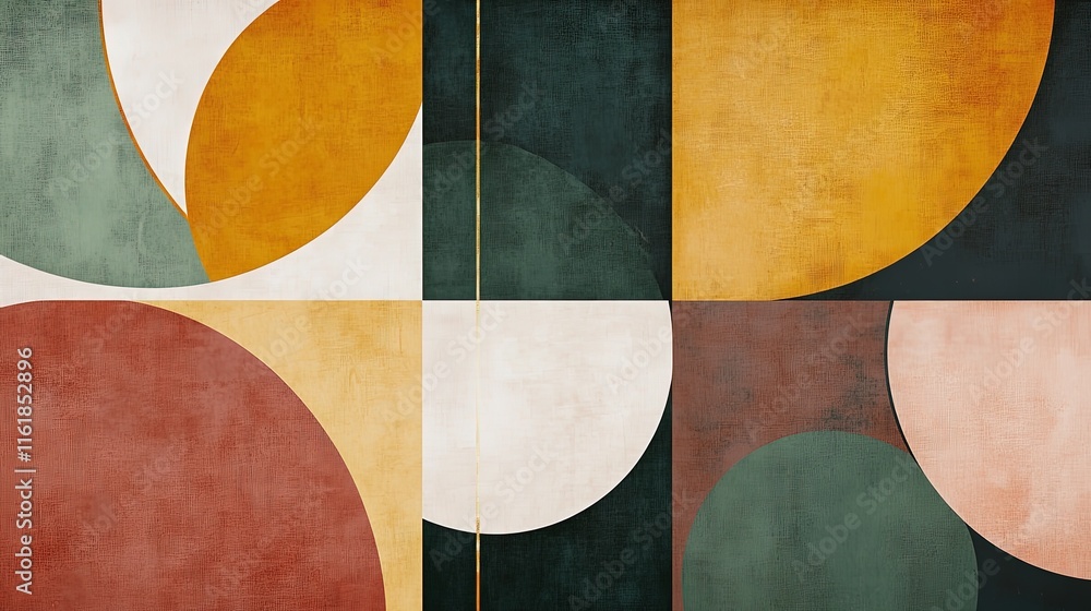 Modern Abstract Geometric Pattern Painting with Soft Earthy Tones Modern Abstract Geometric Pattern Painting with Soft Earthy Tones