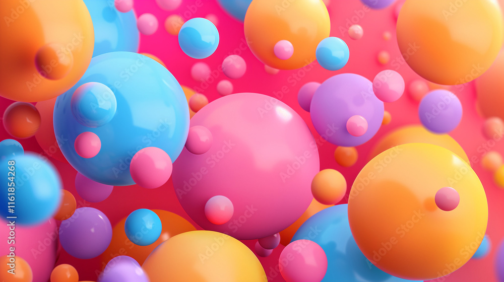 Vibrant Abstract Illustration of Colorful 3D Spheres with Pink Background - Perfect for Graphic Design and Creative Projects Vibrant Abstract Illustration of Colorful 3D Spheres with Pink Background - Perfect for Graphic Design and Creative Projects