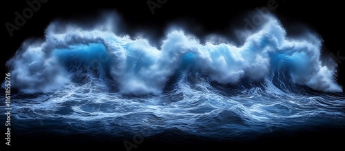 Ocean Waves: Dramatic Blue Surge,  Moody Seascape Art photo