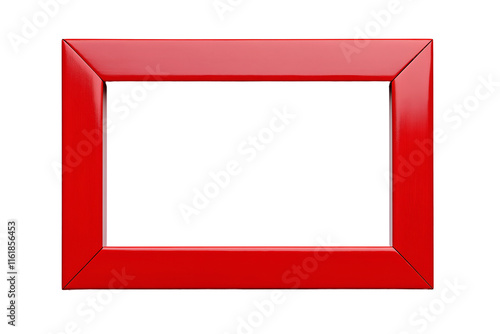 Bold red lacquer frame with a high gloss finish, modern style. Isolated on transparent or white background cut out