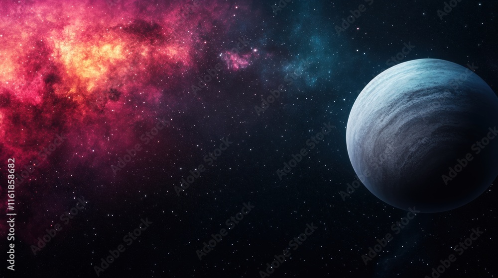 Cosmic Landscape Exoplanet Orbiting Nebula in Deep Space Cosmic Landscape Exoplanet Orbiting Nebula in Deep Space