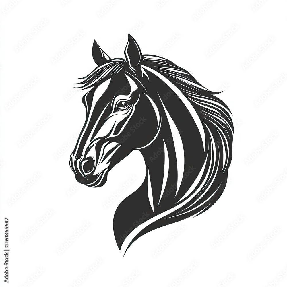 Design of black horse icon logo illustration isolated on white background