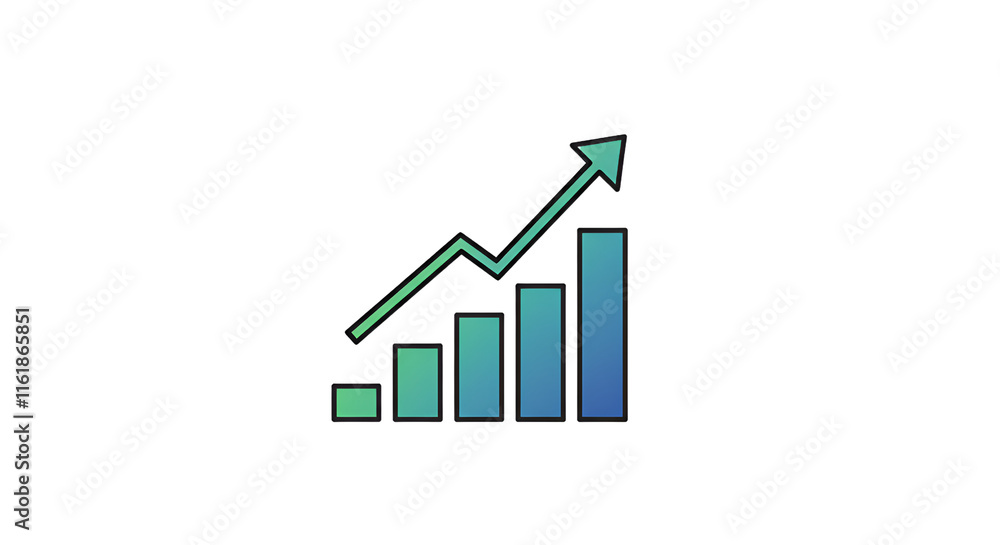 Minimalistic vector-style bar chart icon with an upward arrow with transparent background Minimalistic vector-style bar chart icon with an upward arrow with transparent background
