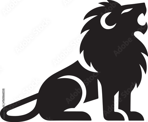 Roaring Lion Silhouette Vector Illustration Majestic Animal Art