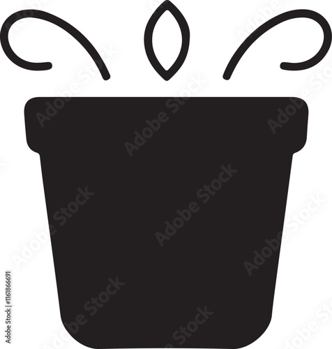 pot icon silhouette is a minimal-style vector art illustration on a white background.
