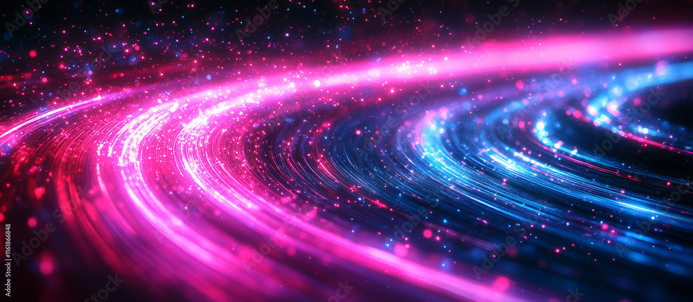 Obraz premium Energetic magenta and cyan light trails creating dynamic patterns