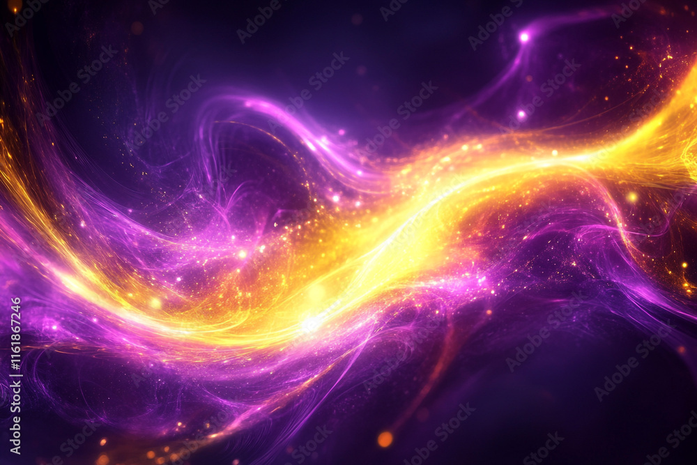 Obraz premium Energetic purple and yellow burst with vibrant light swirls