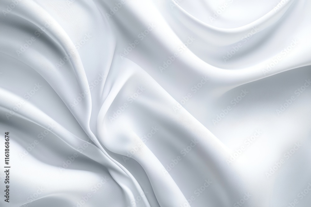 Smooth white silk fabric with elegant folds and waves. Smooth white silk fabric with elegant folds and waves.