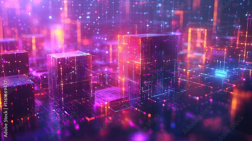 Blockchain technology with cloud computing in a futuristic network An animated 3D polygonal graphic that shows the networked world of digital money and contemporary Blockchain technology with cloud computing in a futuristic network An animated 3D polygonal graphic that shows the networked world of digital money and contemporary