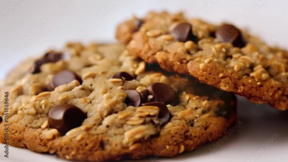 Chocolate Chip Cookies On Plate Rotating. generated with AI