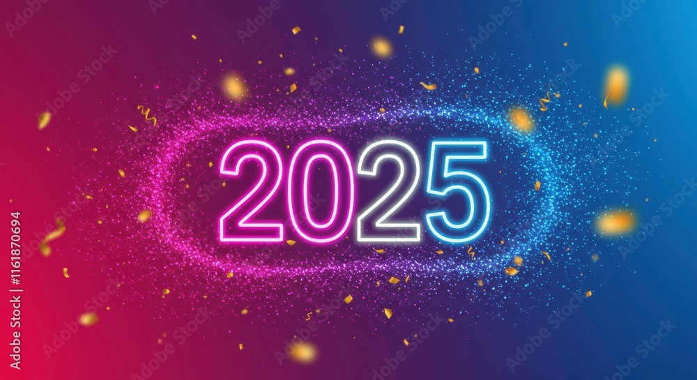 2025 Neon Glow: A vibrant and futuristic design with sparkling confetti, illuminating the new year 2025 in a neon glow. 2025 Neon Glow: A vibrant and futuristic design with sparkling confetti, illuminating the new year 2025 in a neon glow.