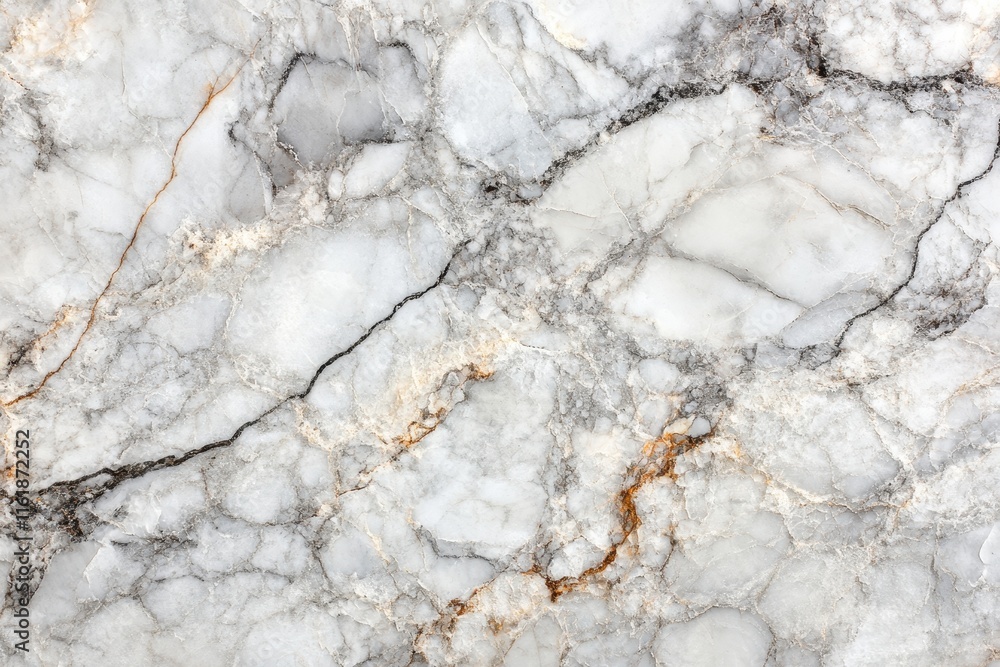 Close-up of white marble texture with gray and gold veins. Close-up of white marble texture with gray and gold veins.