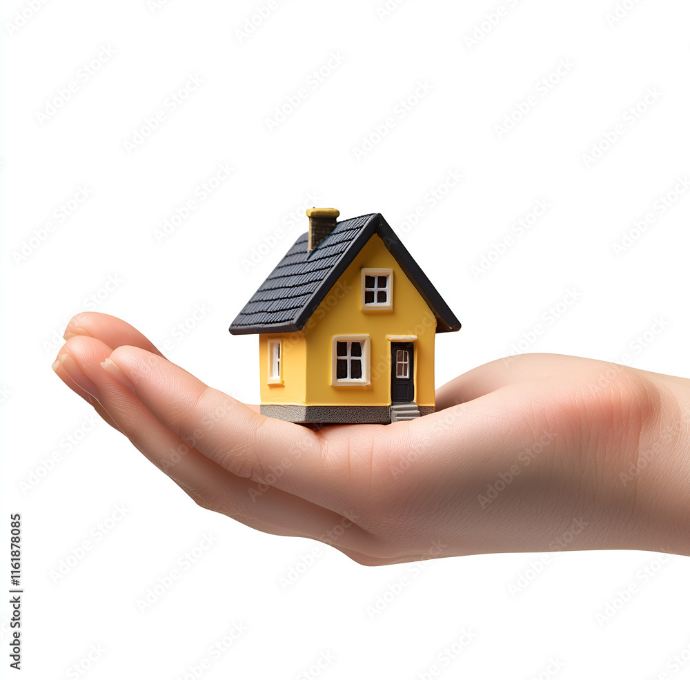 hand holding house on white hand holding house on white