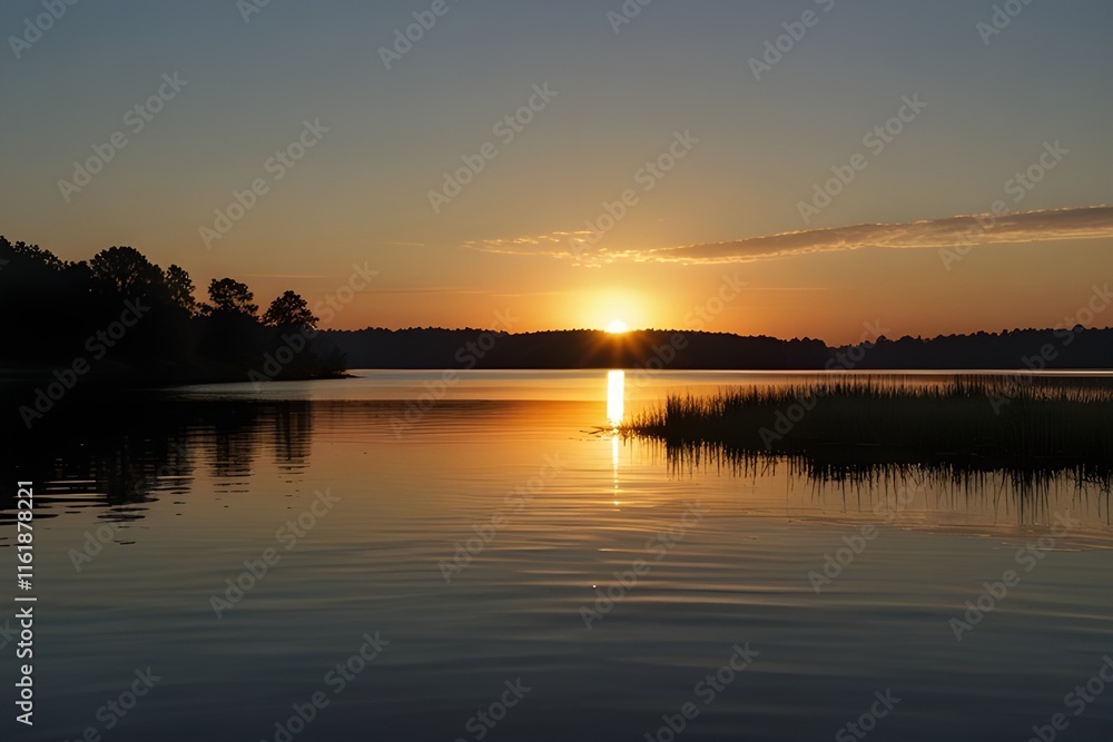 Obraz premium sunset over the river