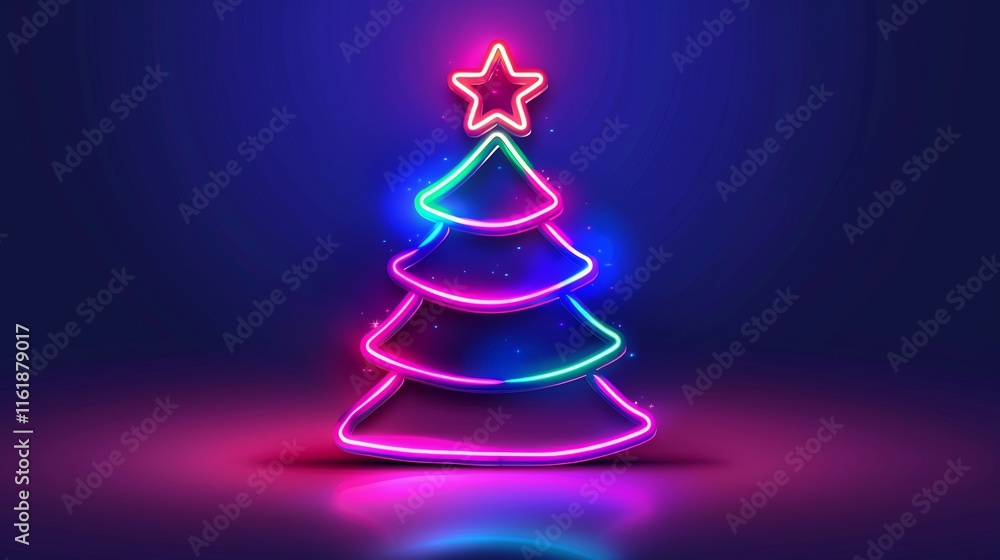 Neon Christmas Tree: A Festive Holiday Design Neon Christmas Tree: A Festive Holiday Design