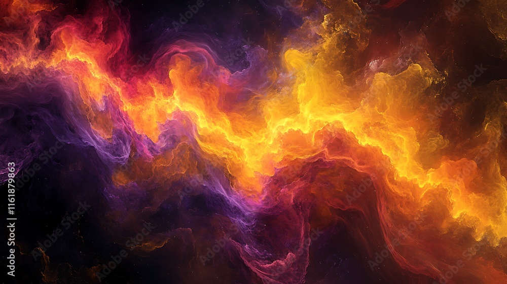 Abstract Cosmic Nebula Swirling Colors Of Fire And Space Abstract Cosmic Nebula Swirling Colors Of Fire And Space