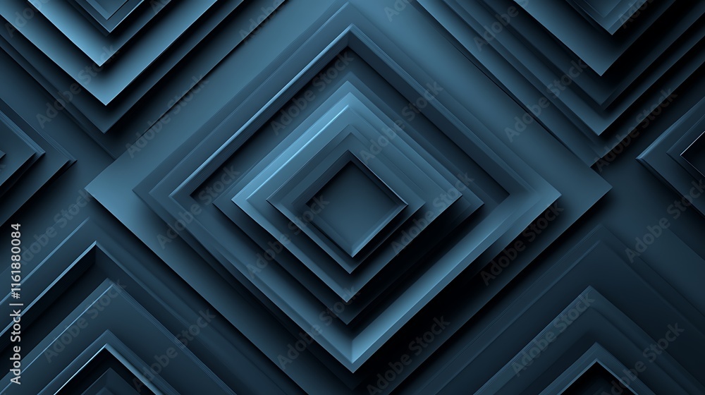 Abstract Blue Geometric Pattern with Nested Squares Abstract Blue Geometric Pattern with Nested Squares