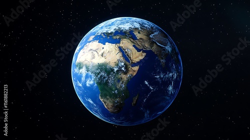 Fototapeta Naklejka Na Ścianę i Meble -  A blue Earth with the African continent on it, dark background, earth day concept