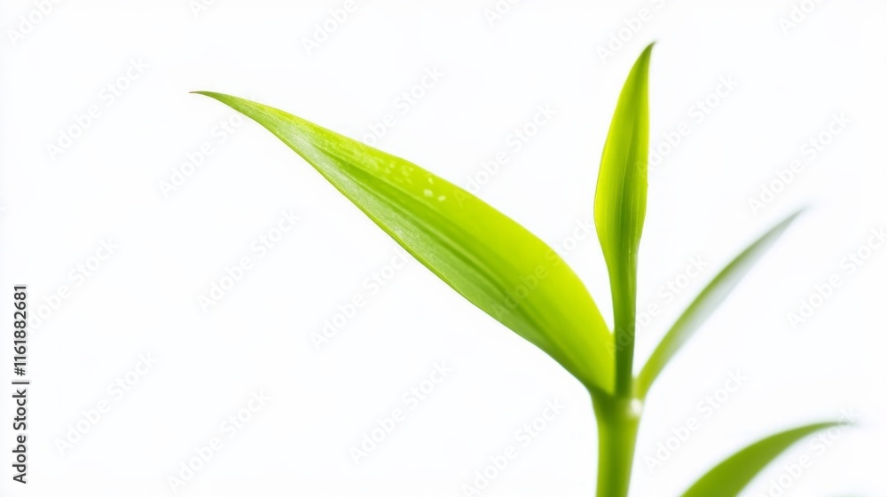 Fototapeta premium A green leaf with a stem