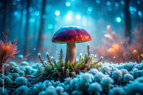 Wallpaper Mural vibrant mushroom surrounded by lush moss in mystical forest setting Torontodigital.ca