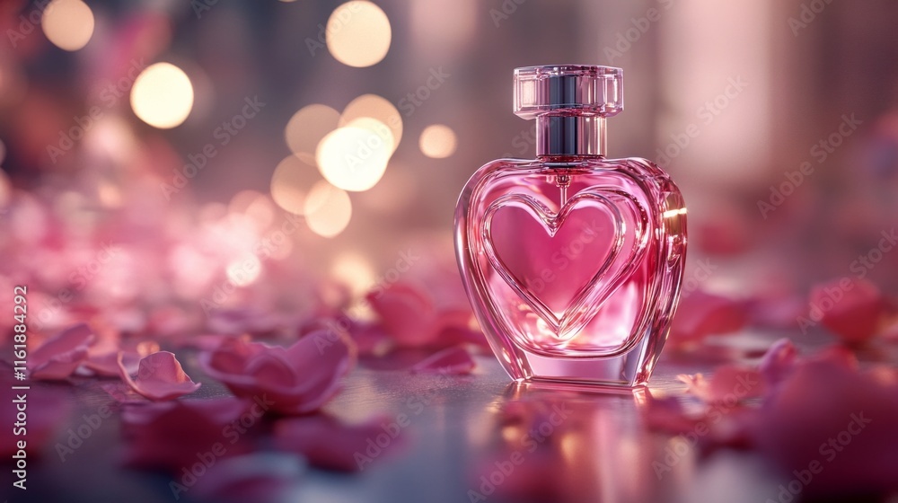 A bottle of perfume with a heart on it A bottle of perfume with a heart on it