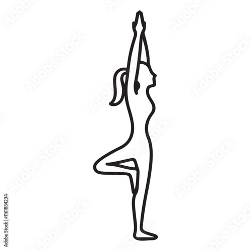 Standing Tree Pose Illustration for Balance and Mindfulness Practice