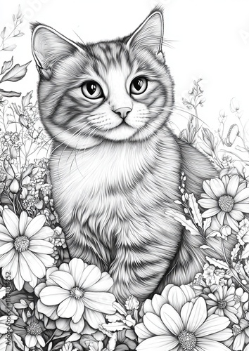 Wallpaper Mural Floral Cat Coloring Pages Torontodigital.ca