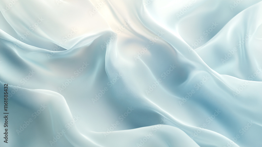 Fototapeta premium Clean white snowdrift texture pattern. subtle abstract winter background, Closeup of rippled white silk fabric.