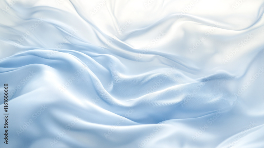 Fototapeta premium A white fabric with a pattern of waves, White and Blue Colors Background