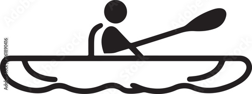 kayak icon silhouette is a minimal-style vector art illustration on a white background.

