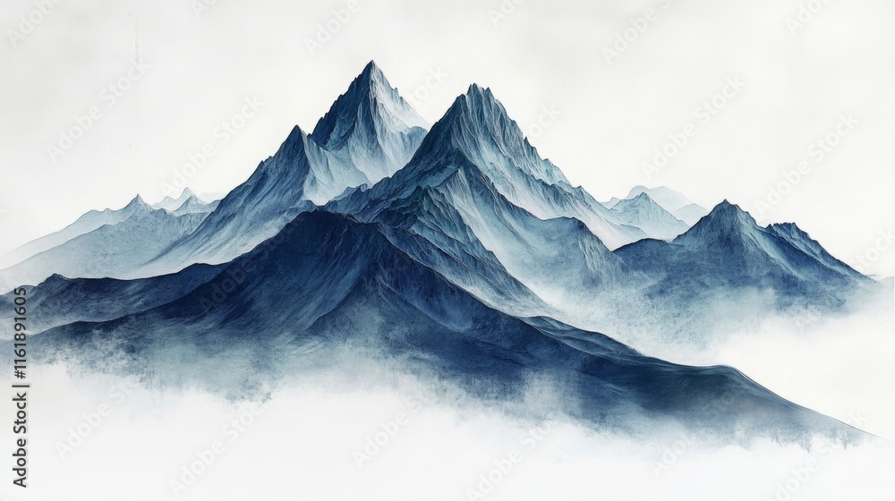 Fototapeta premium Serene Mountain Landscape in High Fidelity Vector