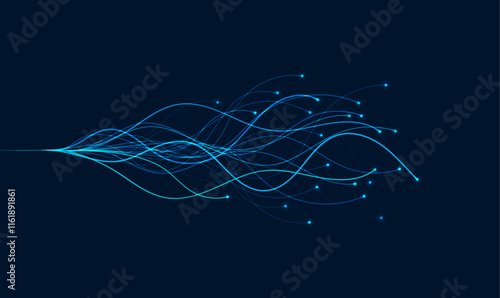 Ai technology. Concept of artificial intelligence. Blue and dots lines. Digital, communication, science, networks