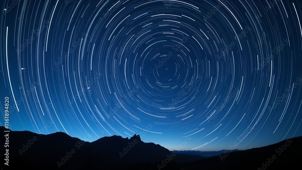 Fototapeta premium Star Trails Over Mountains