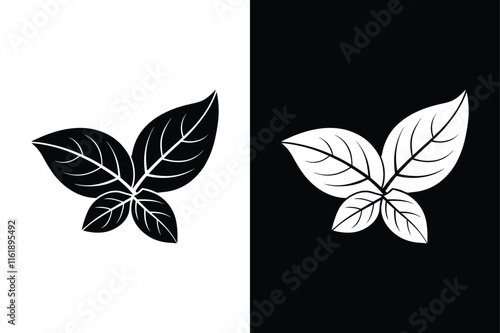Simple and Stylish. Black and White Basil Leaf Silhouette