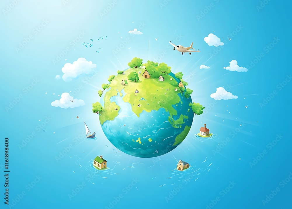Naklejka premium World Environment Day poster design with Earth and nature elements