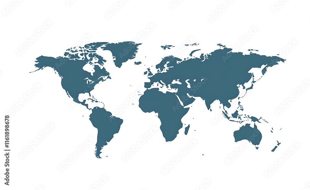 Naklejka premium World map, a simple vector graphic design on a white background