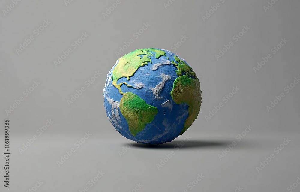 3D cartoon clay icon of the Earth, in blue and green colors, earth day concept 3D cartoon clay icon of the Earth, in blue and green colors, earth day concept